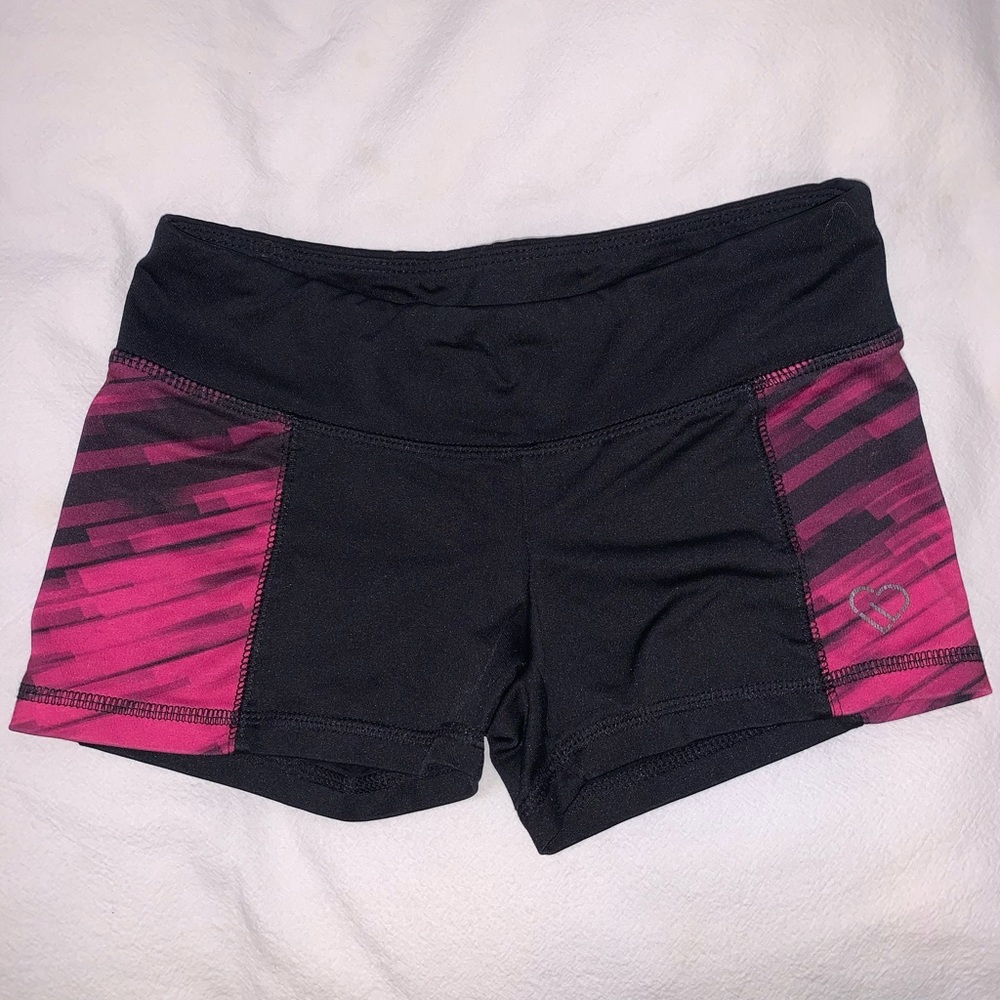 black and pink compression shorts